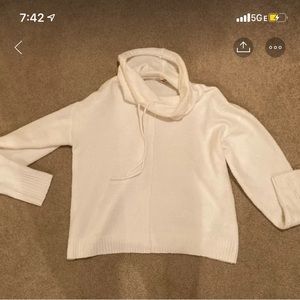 White Cowl Neck Hoodie